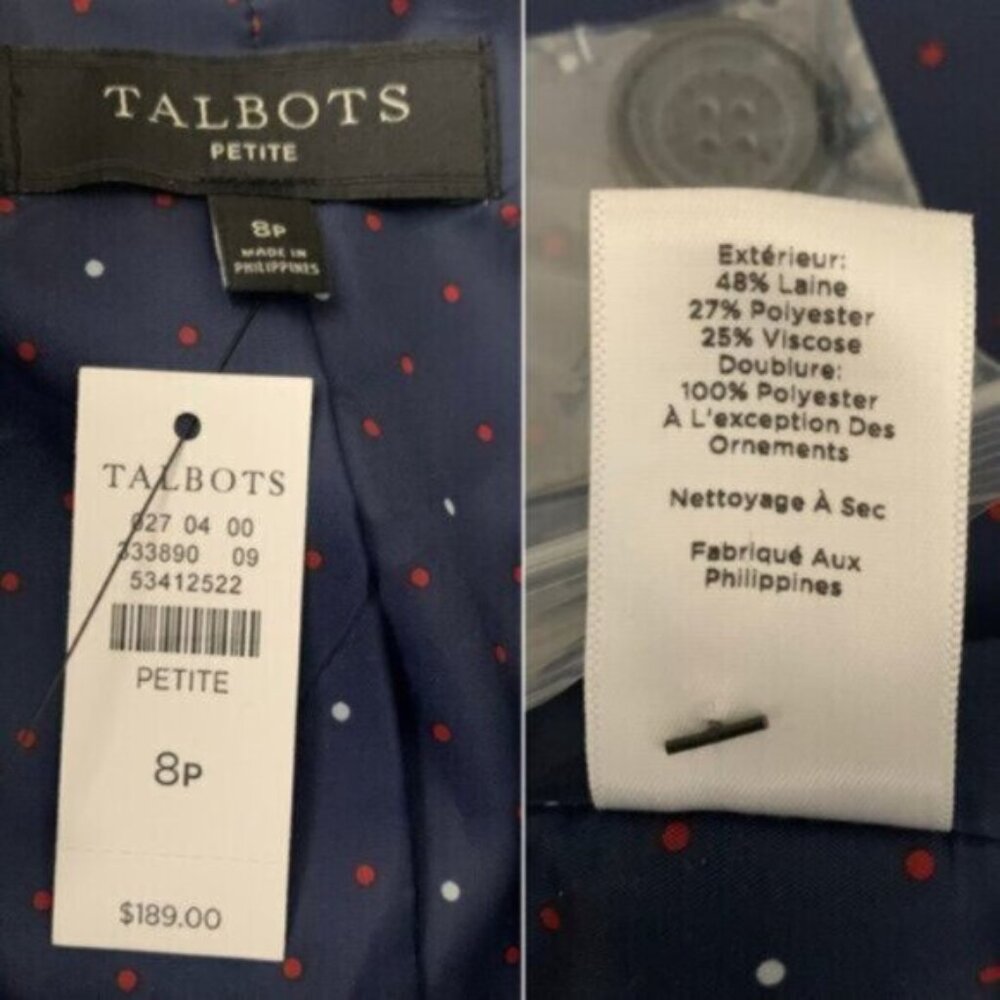 NWT Talbots Mistletoe Plaid Shetland Wool Single Breasted Blazer - Picture 14 of 17